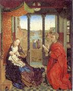Rogier van der Weyden Self portrait as Saint Luke making a drawing for his painting the Virgin. oil on canvas